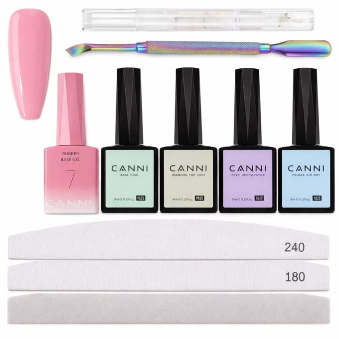 Canni - Rubberbase - Set - 10-delig - HEMA-vrij - TPO-vrij - Rubber base - Rubber base coat - Rubber base gellak - Rubber base gel - Rubberbase gellak - Rubberbase clear