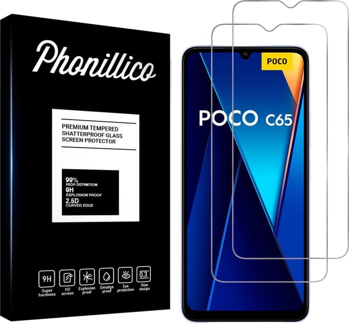Screenprotector voor Xiaomi Poco C65 - 2 stuks Beschermglas van glas Transparante glazen schermbeschermfolie