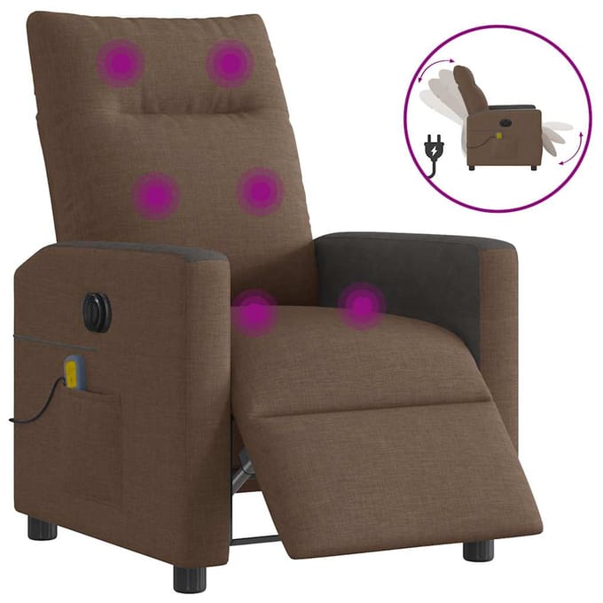 vidaXL - Massagestoel - elektrisch - verstelbaar - stof - bruin