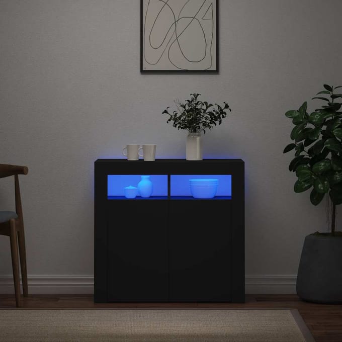 vidaXL - Dressoir - met - LED-verlichting - 80x35x75 - cm - zwart