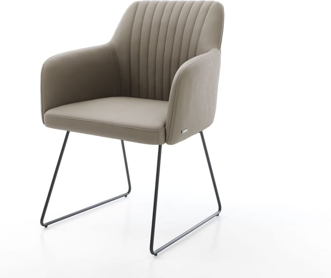 Gestoffeerde-stoel Greg-Flex slipframe zwart echt leer mud pocketveer kern