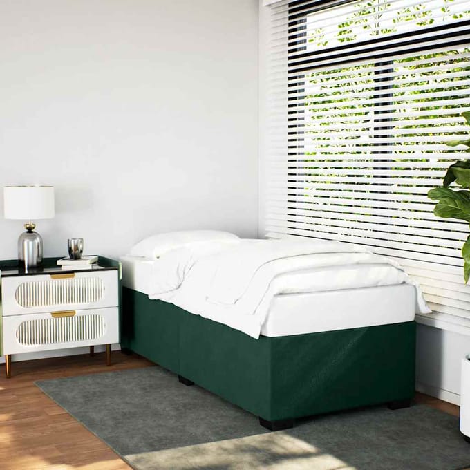 vidaXL - Bedframe - zonder - matras - 90x190 - cm - fluweel - donkergroen