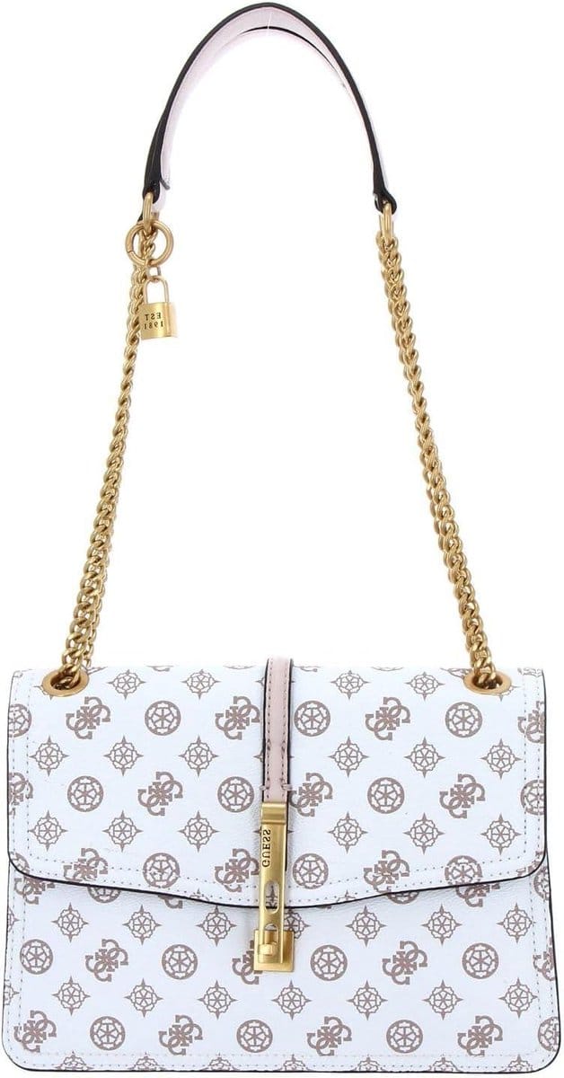 Schoudertas Dames - Handtas Logo - Dagelijks Gebruik - Veelzijdig Interieur - 27.5 cm Breed - Wit Oudroze