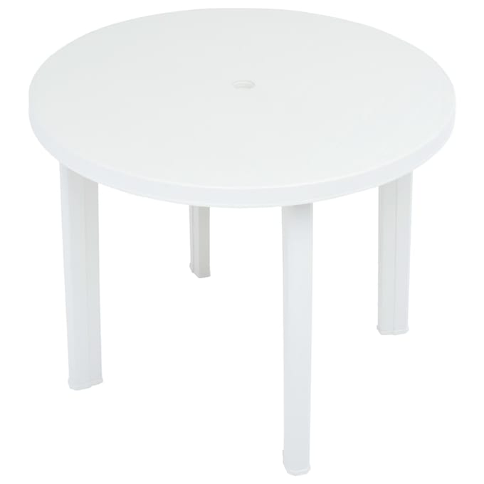 vidaXL - Tuintafel - 89 - cm - kunststof - wit