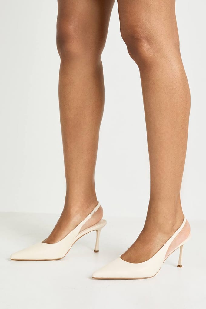 boohoo Dames Wijde Pasvorm Slingback Stiletto Pumps | Off White | Maat: 41