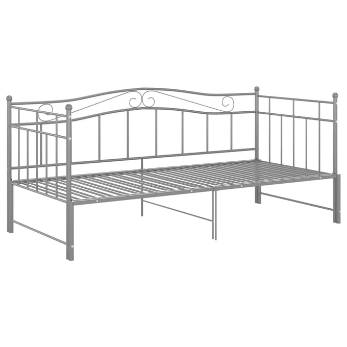 vidaXL - Slaapbank - uittrekbaar - metaal - grijs - 90x200 - cm