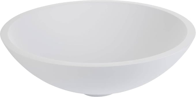 Ronde Waskom - Opbouw Wastafel - Badkamer Inrichting - Naadloze Solid Surface - Ø 43x13 cm - Mat Wit
