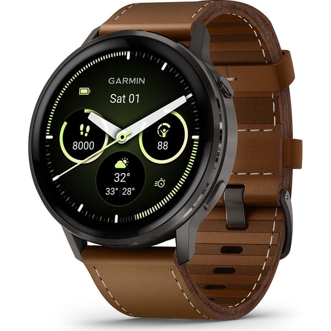 Garmin 010-03014-03 Venu 4 AMOLED GPS WiFi - Zwart leer - 45mm - Smartwatch