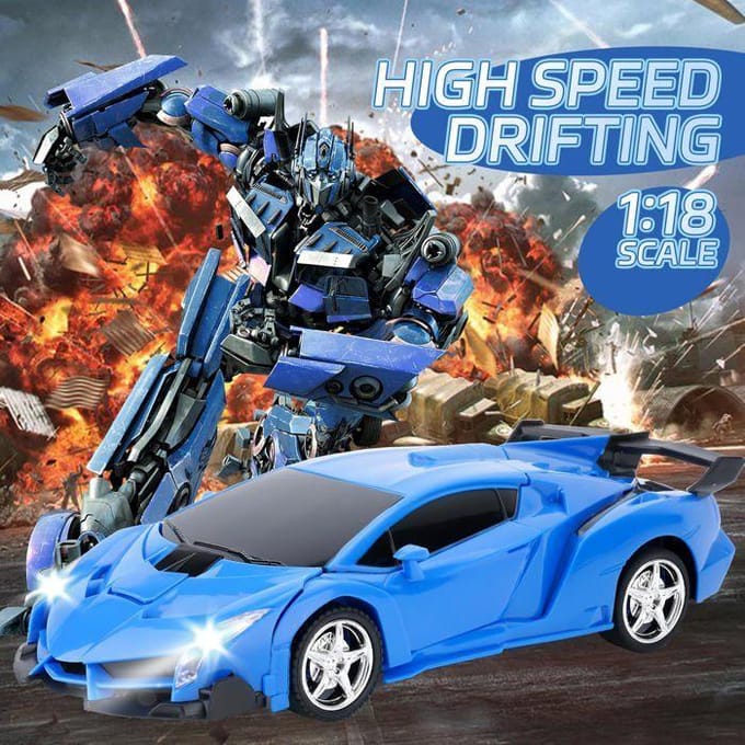 Voiture télécommandée - RQIURPN - Robot transformable - Échelle 1:18 - Lumières LED - Pour enfants 3-10 ans