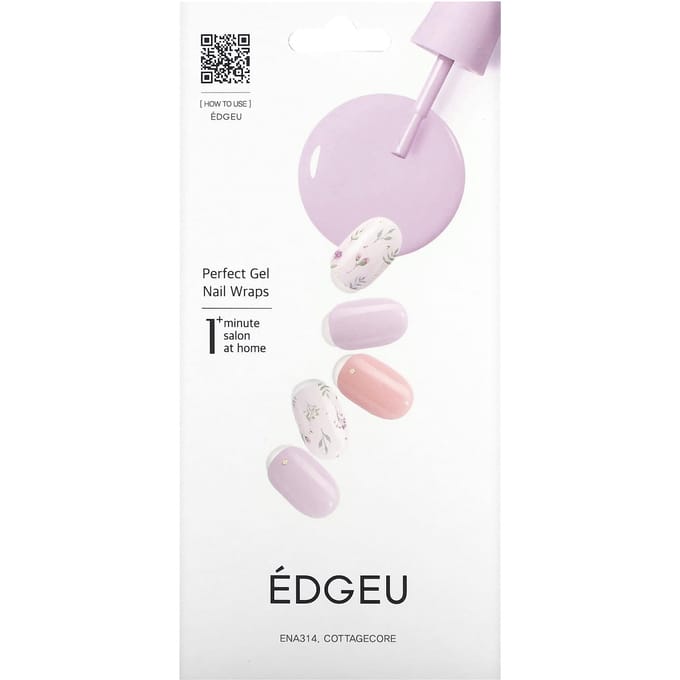 Edgeu, Perfect Gel Nail Wrap, ENA 314, Cottycore, set de 19 pièces white