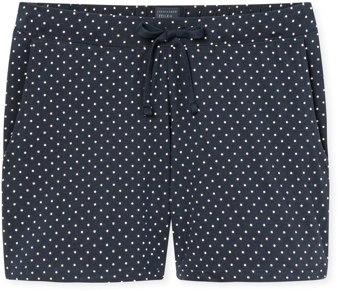 SCHIESSER Mix+Relax loungebroek kort - dames broek kort gestipt donkerblauw
