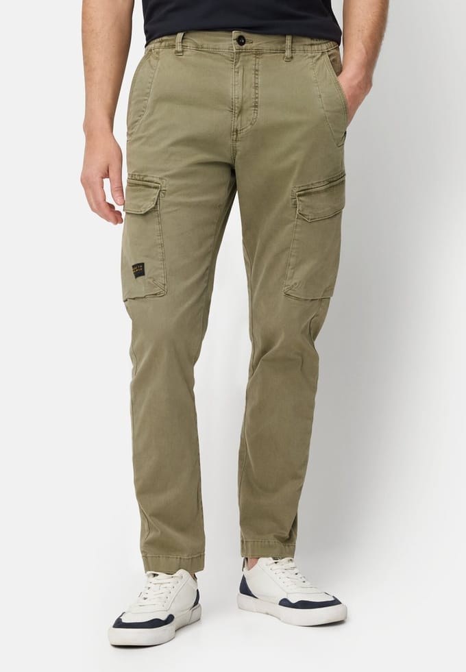 camel active Cargobroek met elastische tailleband - Maat menswear-40/34 - Olijfgroen