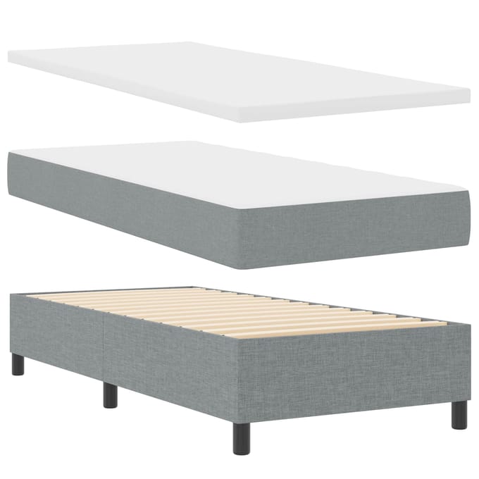 vidaXL - Boxspring - bed - met - hoofdeinde - Lichtgrijs - 100 - x - 200 - cm - Stof
