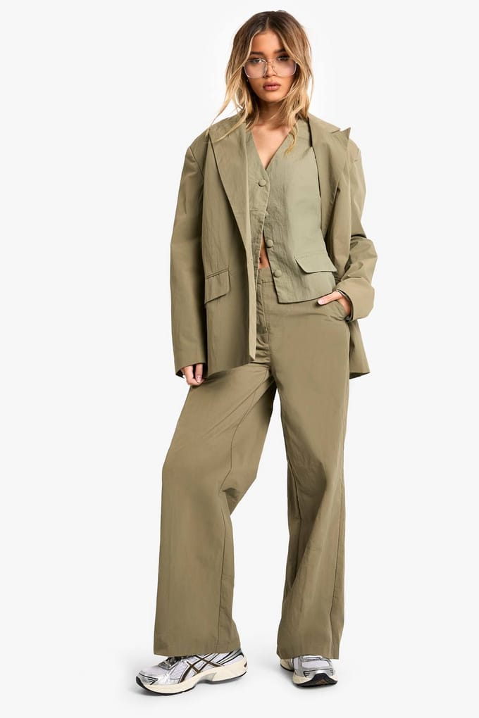 boohoo Dames Tailored Nylon Button Waistcoat | Olijf | Maat: 38