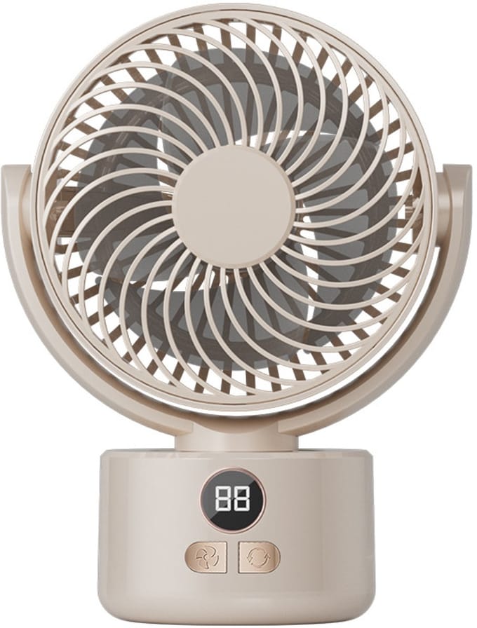 VHV - Ventilator - Tafelventilator - Mini ventilator - Oplaadbare bureauventilator - Stille tafelventilator - Met USB-aansluiting - Kleine ventilator voor de slaapkamer - Oscillerende - Voor langdurig gebruik - Beige