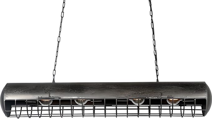 by Mooss - Hanglamp - Industrieel - Zwart - Metaal - 115cm - 4 lichtpunten