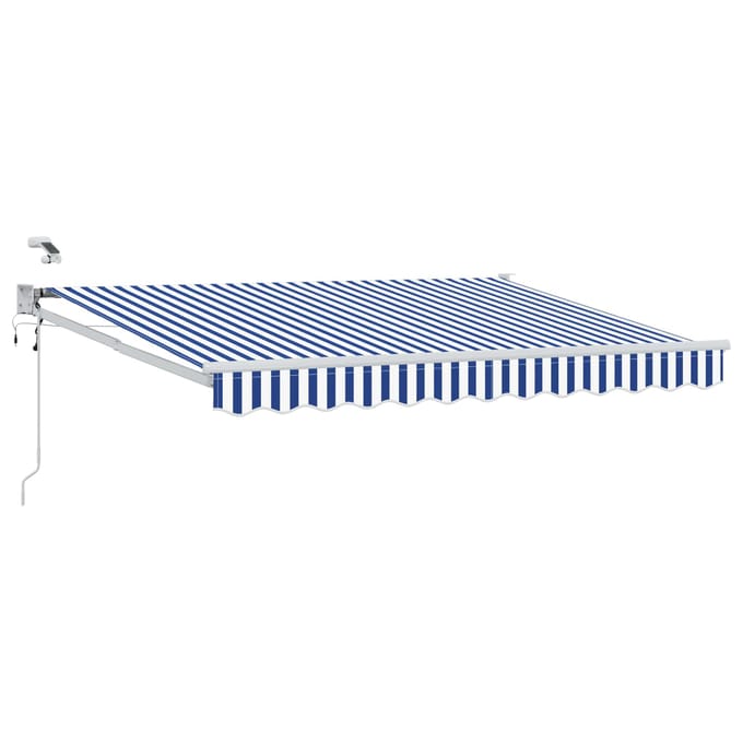 vidaXL - Elektrisch - Uitschuifbare - Zonneluifel - Blauw - en - Wit - 2,5 - x - 2 - m