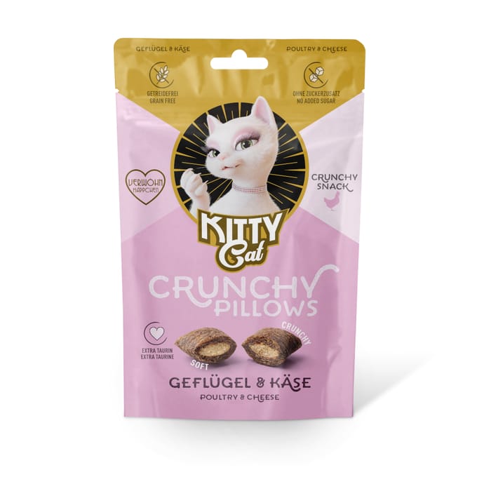 Dubbelpak: 2x60g KITTY Kattenkussentjes Gevogelte & Kaas kattensnacks