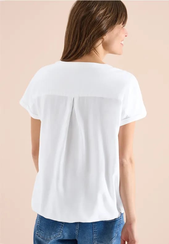 Blouse met korte mouwen en gespleten hals