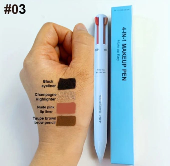 4-in-1 Make-up Pen – Eyeliner, Wenkbrauwpotlood, Lipliner & Highlighter – Compacte Multifunctionele Make-up Pen