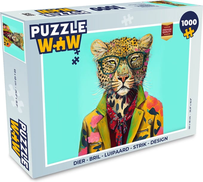 Puzzel Dier - Bril - Luipaard - Strik - Design - Legpuzzel - Puzzel 1000 stukjes volwassenen