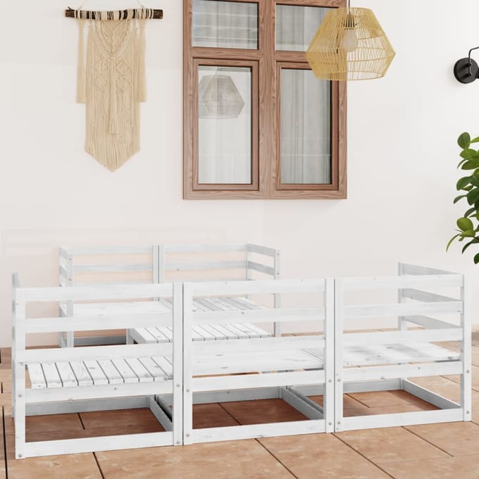 vidaXL - 6-delige - Loungeset - massief - grenenhout - wit