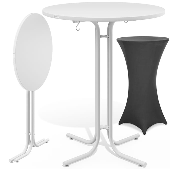 Statafel Wit 110x70cm + statafelhoes Grijs Ø70cm