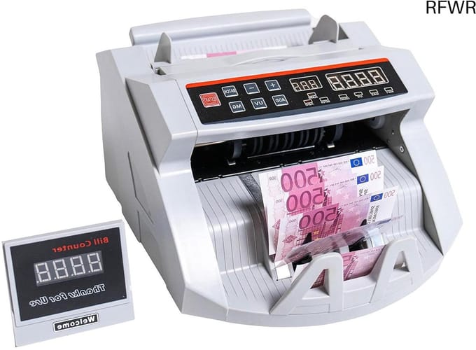 Geldtelmachine - Biljettelmachine - Geld Tellen - Drievoudige vals geld detectie - 1000 biljetten per minuut - Wit