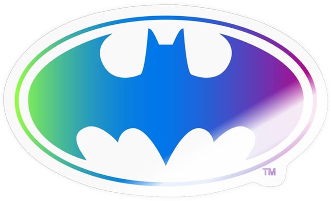 Batman Logo Rainbow Colours Sticker maat S (10 x 10 cm)