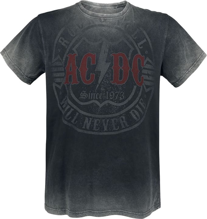AC/DC T-shirt - Rock & Roll - Will Never Die - M tot 4XL - voor Mannen - donkergrijs