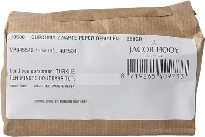 Jacob Hooy Curcuma zwarte peper gemalen 250 Gram