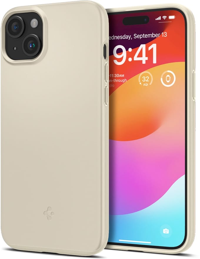 Spigen Thin Fit Hoesje Geschikt voor Apple iPhone 15 Plus - Back Cover Beige