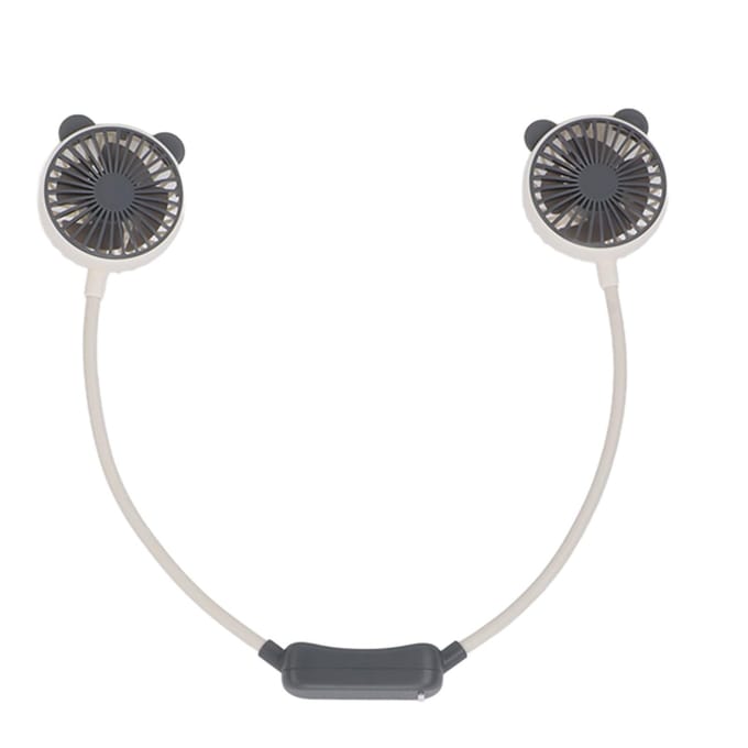 Draagbare Nekventilator Dubbele Kop Buigbaar Draagbaar USB Oplaadbaar Handvrij Mini Hangende Ventilator voor black