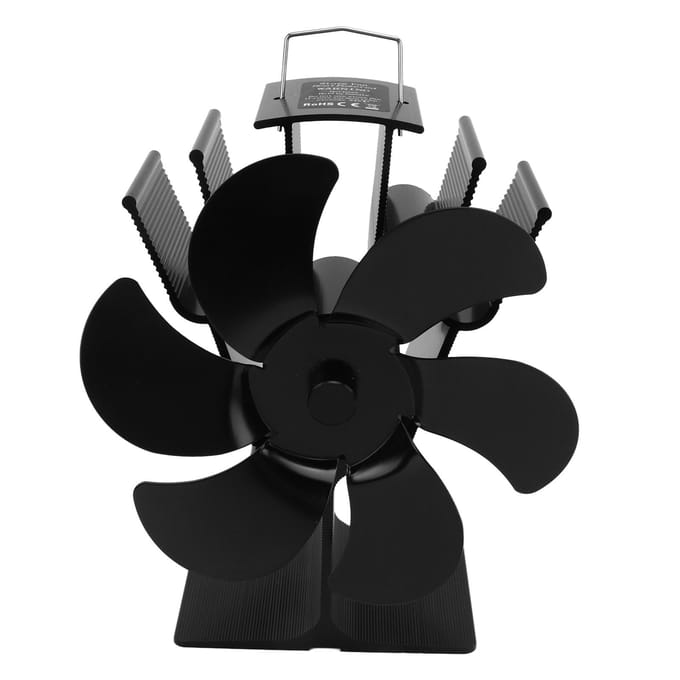 Ventilateur de cheminée alimenté par la chaleur, non électrique, démarrage automatique, résistant aux hautes températures black