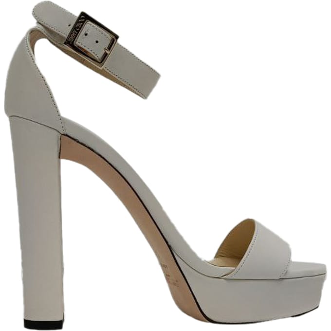 Jimmy Choo Enkelband Platform Sandal Hakken in Witte Leer