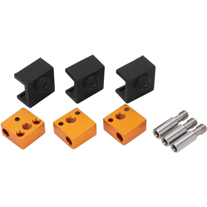 3 Sets 3D-printeronderdeel Siliconensok Aluminium Verwarmingsblok RVS Keel voor MK7 MK8 black