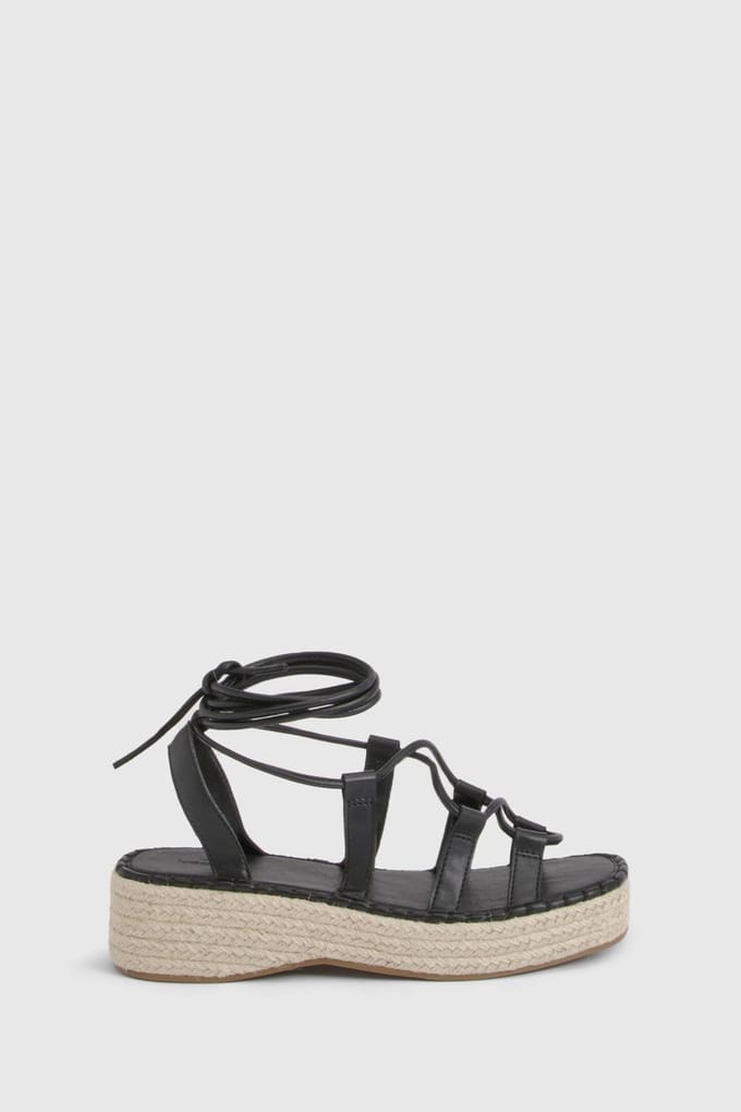 boohoo Dames Sandalen Met Bandjes Gladiator Espadrille Plateauzool | Black | Maat: 4