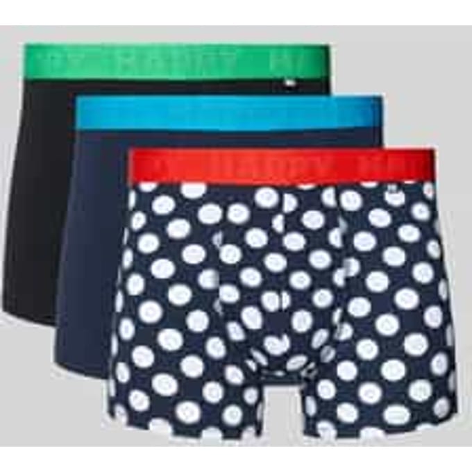 Happy Socks - 3-Pack Navy Big Dot Short Boxers - Heren - Ondergoed