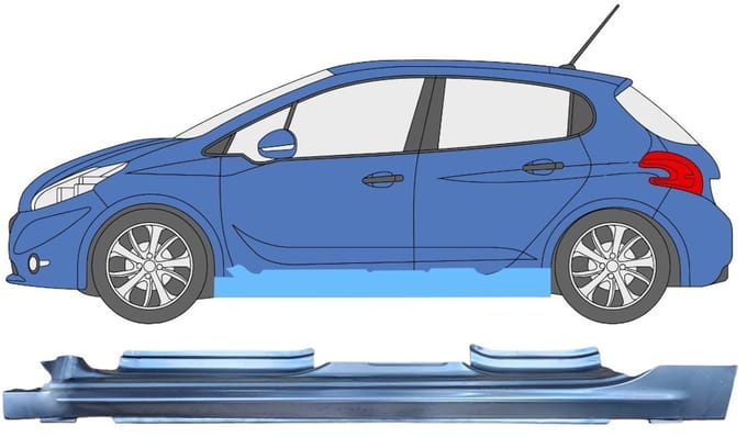 Volledige dorpel voor Peugeot 208 2012-2019 / Links