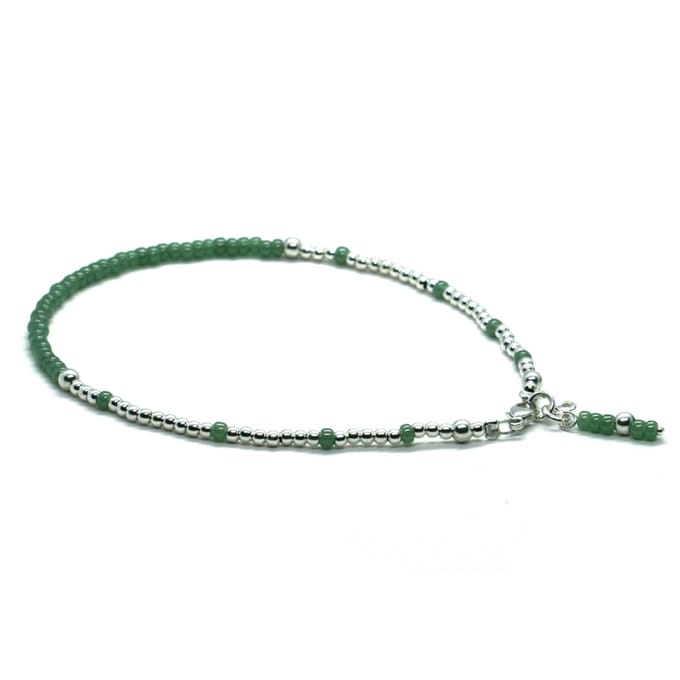 Heaven Eleven - dames - Enkelbandjes - zilver - 925 - groen - 2,5mm - 25cm