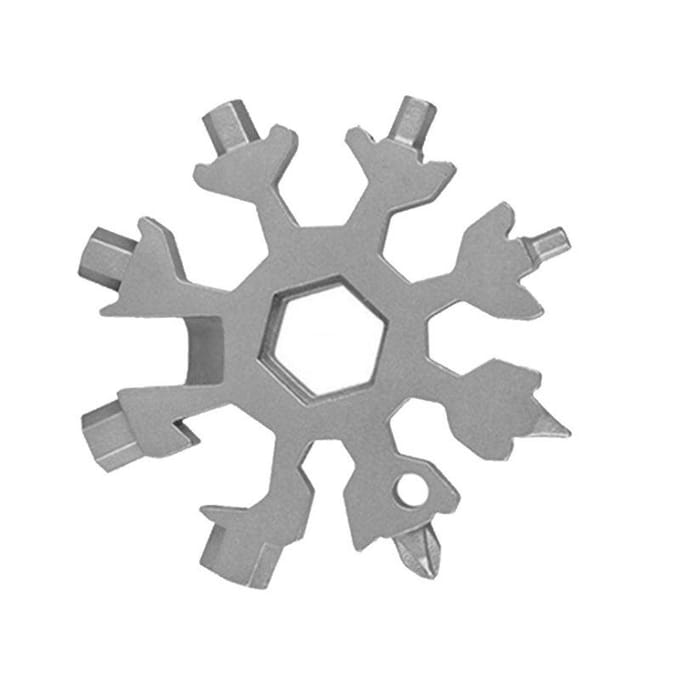 Carte à outils flocon de neige 18 en 1, clé à tournevis multifonctionnelle en acier inoxydable blanc