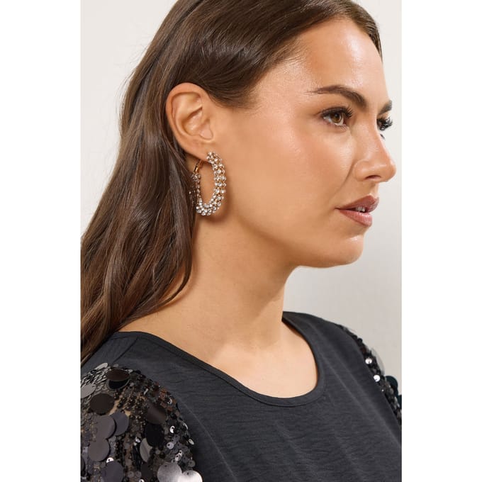 Yours Goudkleurige Diamanten Hoepeloorbellensize One Size