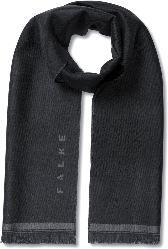 FALKE Basic Jacquard Logo sneldrogend warm wol wintersjaal unisex zwart - maat ONESIZE