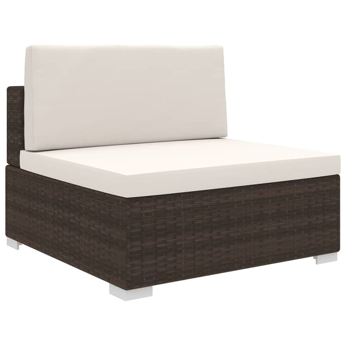 vidaXL - Tuinstoel - met - kussens - middensectie - poly - rattan - bruin