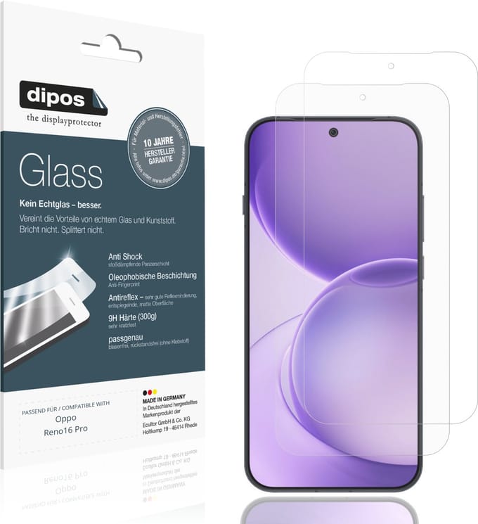 dipos – 2x Matte Pantserfolie geschikt voor Oppo Reno16 Pro | 9H Screenprotector