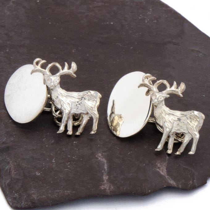 Manchetknopen - Echt Zilver 925 Edelhert met Ketting