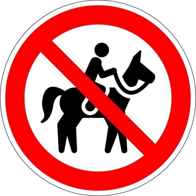 Verboden voor ruiters bord - kunststof 100 mm