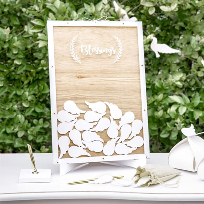 Partydeco - Gastenboek Blessings met kleine vleugels.