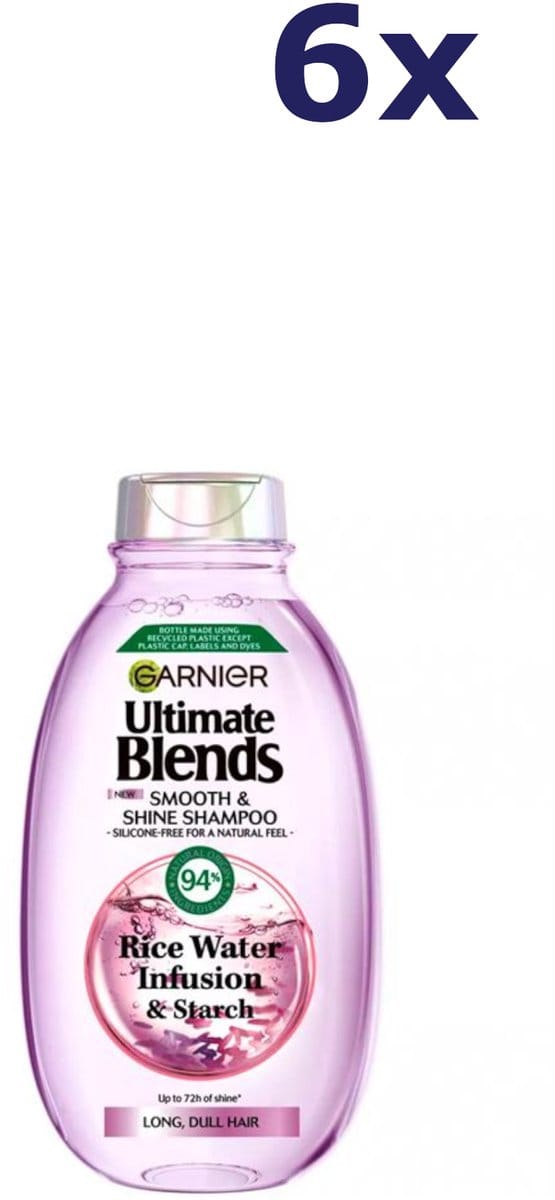 6x Garnier Ultimate Blends Smooth & Shine Shampoo 300 ml