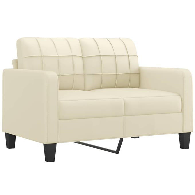 vidaXL - 2-delige - Loungeset - met - kussens - kunstleer - crèmekleurig